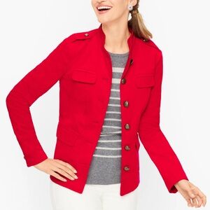 Stylish Red Military Inspired Jacket by Talbots in Cherry Velveteen size 8